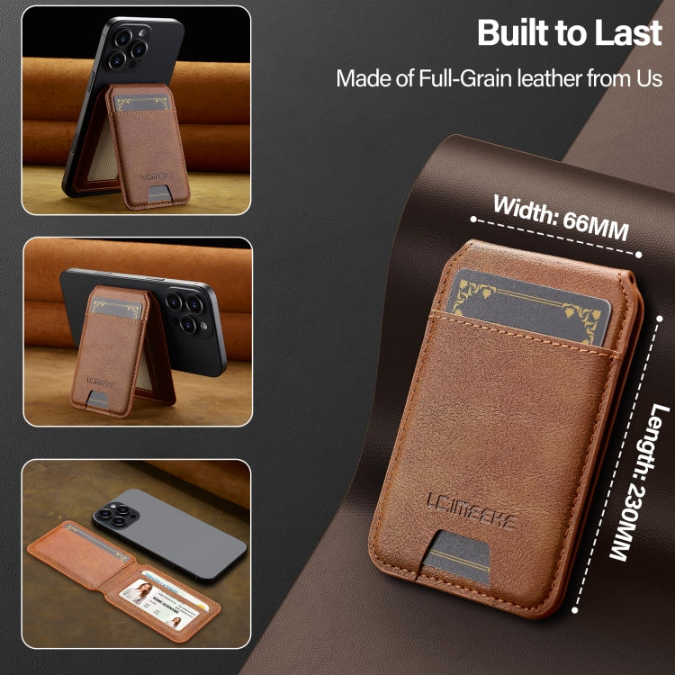 LC.IMEEKE 3-Cards MagSafe RFID Leather Card Bag(Brown)