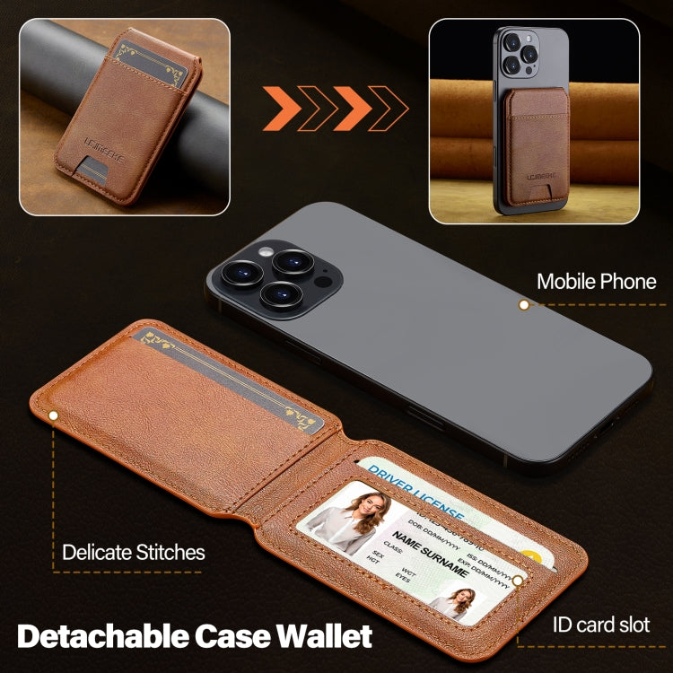 LC.IMEEKE 3-Cards MagSafe RFID Leather Card Bag(Brown)