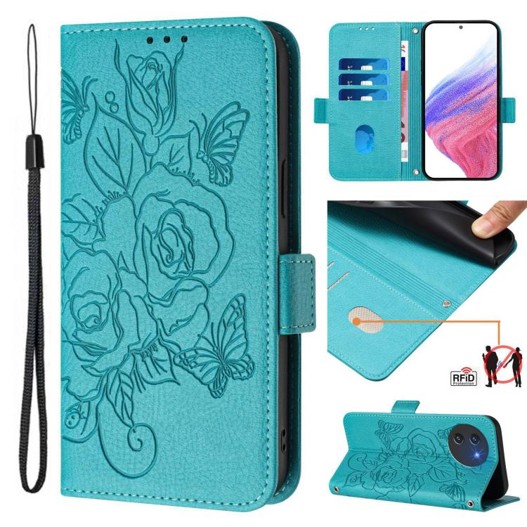 Embossed Rose RFID Anti-theft Leather Phone Case, For Doogee Note 56 / Note 56 Pro, For Doogee N60 Pro, For Doogee Note 59 / Note 59 Pro, For Doogee N55 Plus