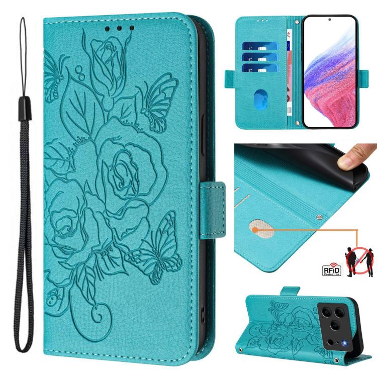 Embossed Rose RFID Anti-theft Leather Phone Case, For Doogee Note 56 / Note 56 Pro, For Doogee N60 Pro, For Doogee Note 59 / Note 59 Pro, For Doogee N55 Plus