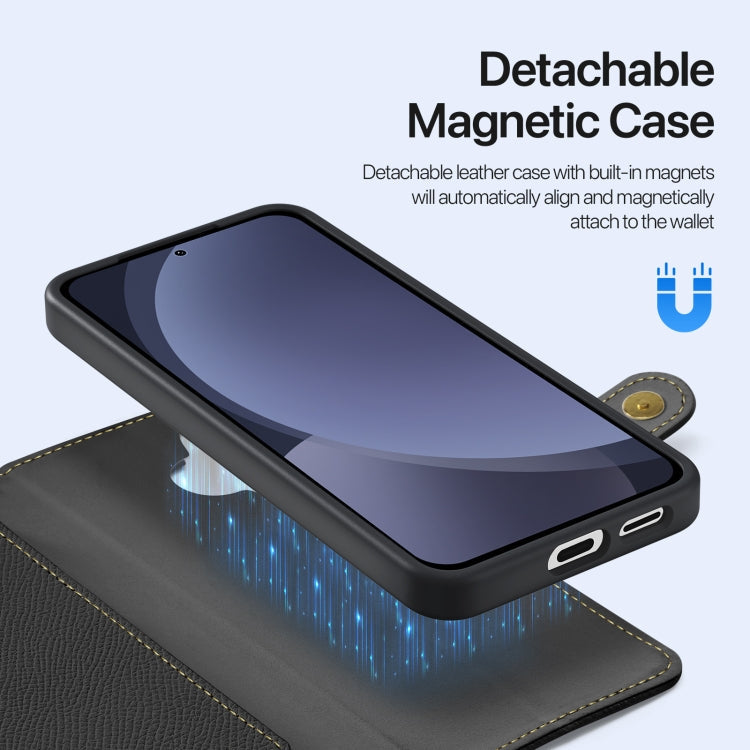 For Samsung Galaxy S25+ 5G DUX DUCIS Lawa Series 2 in 1 Wallet Zipper Detachable MagSafe Phone Case with Lanyard(Black)