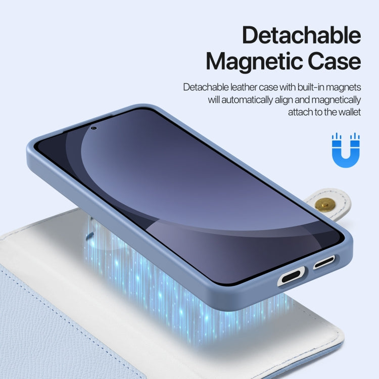 For Samsung Galaxy S25+ 5G DUX DUCIS Lawa Series 2 in 1 Wallet Zipper Detachable MagSafe Phone Case with Lanyard(Light Blue)