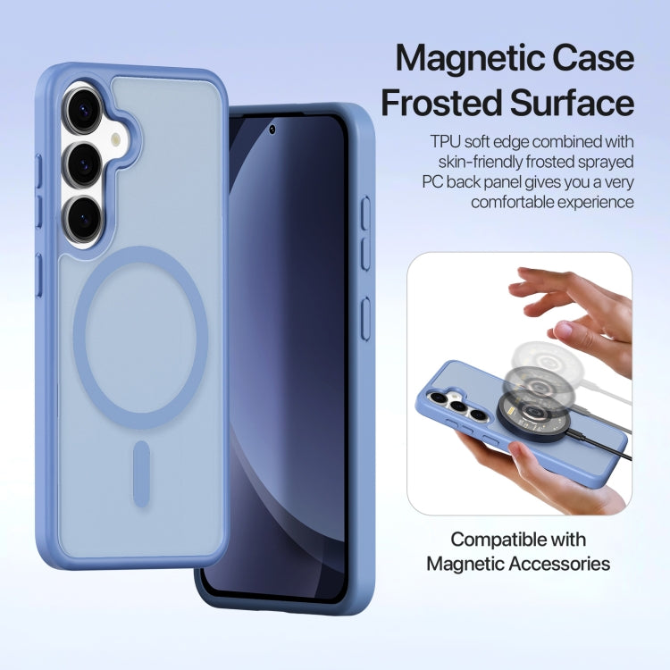For Samsung Galaxy S25+ 5G DUX DUCIS Lawa Series 2 in 1 Wallet Zipper Detachable MagSafe Phone Case with Lanyard(Light Blue)