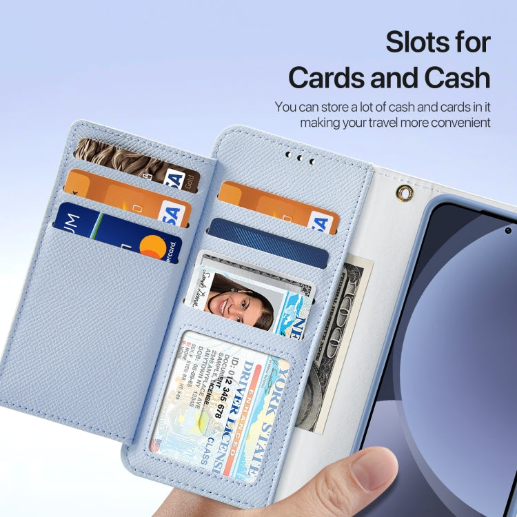 For Samsung Galaxy S25+ 5G DUX DUCIS Lawa Series 2 in 1 Wallet Zipper Detachable MagSafe Phone Case with Lanyard(Light Blue)