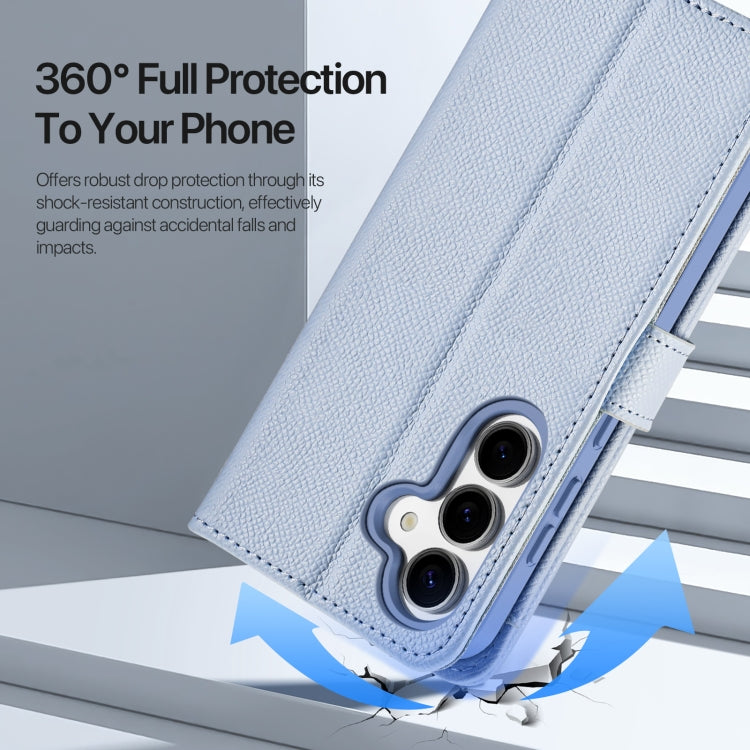 For Samsung Galaxy S25+ 5G DUX DUCIS Lawa Series 2 in 1 Wallet Zipper Detachable MagSafe Phone Case with Lanyard(Light Blue)