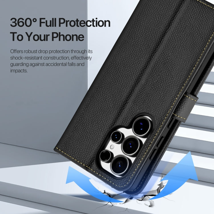 For Samsung Galaxy S25 Ultra 5G DUX DUCIS Lawa Series 2 in 1 Wallet Zipper Detachable MagSafe Phone Case with Lanyard(Black)