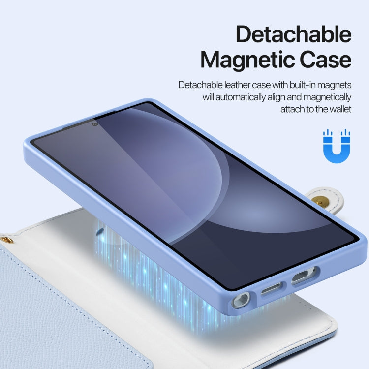 For Samsung Galaxy S25 Ultra 5G DUX DUCIS Lawa Series 2 in 1 Wallet Zipper Detachable MagSafe Phone Case with Lanyard(Light Blue)