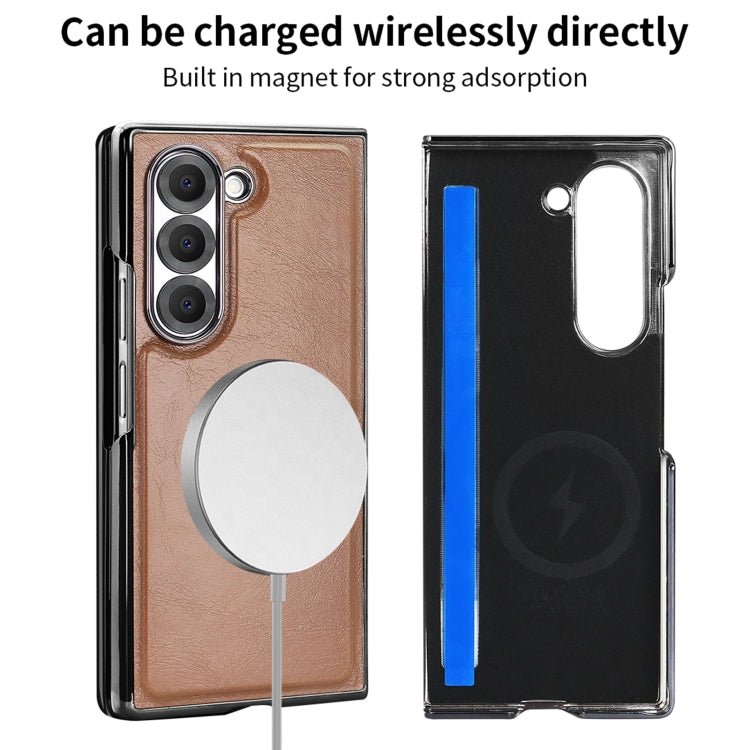 For Samsung Galaxy Z Fold5 VIETAO Integrated MagSafe PU Phone Case(Brown)