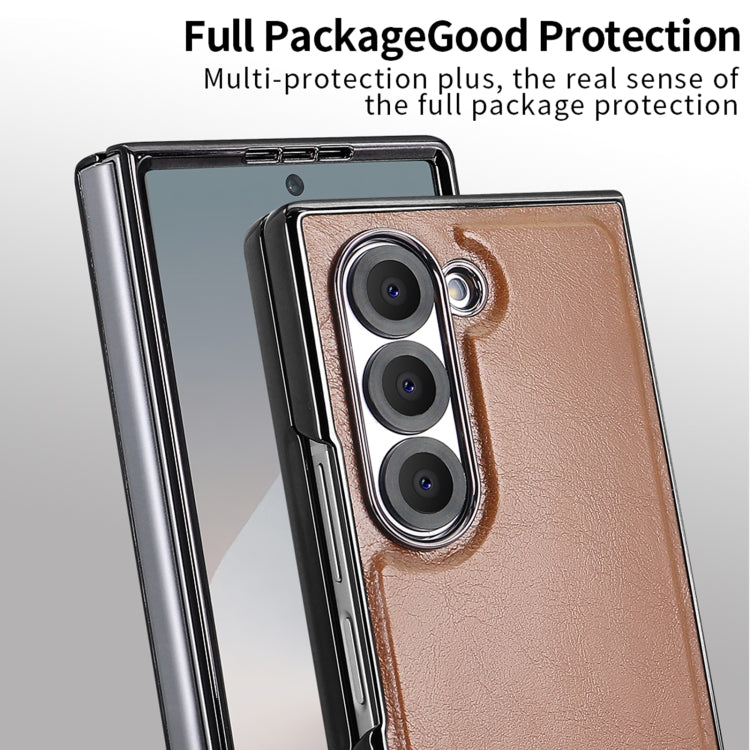 For Samsung Galaxy Z Fold5 VIETAO Integrated MagSafe PU Phone Case(Brown)