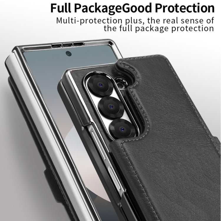 For Samsung Galaxy Z Fold6 VIETAO Integrated RFID MagSafe Detachable PU Phone Case(Black)