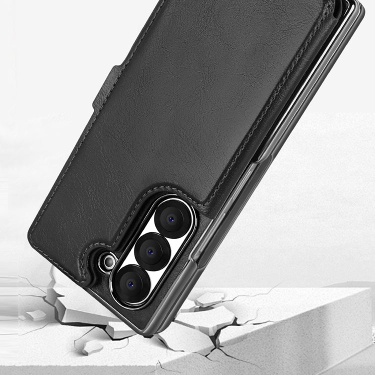 For Samsung Galaxy Z Fold6 VIETAO Integrated RFID MagSafe Detachable PU Phone Case(Black)