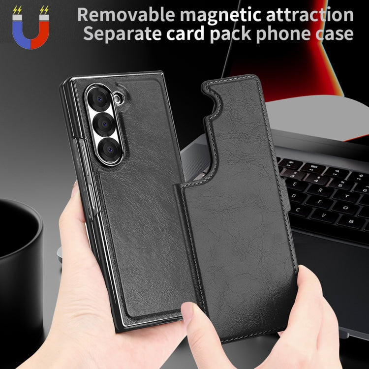 For Samsung Galaxy Z Fold6 VIETAO Integrated RFID MagSafe Detachable PU Phone Case(Black)
