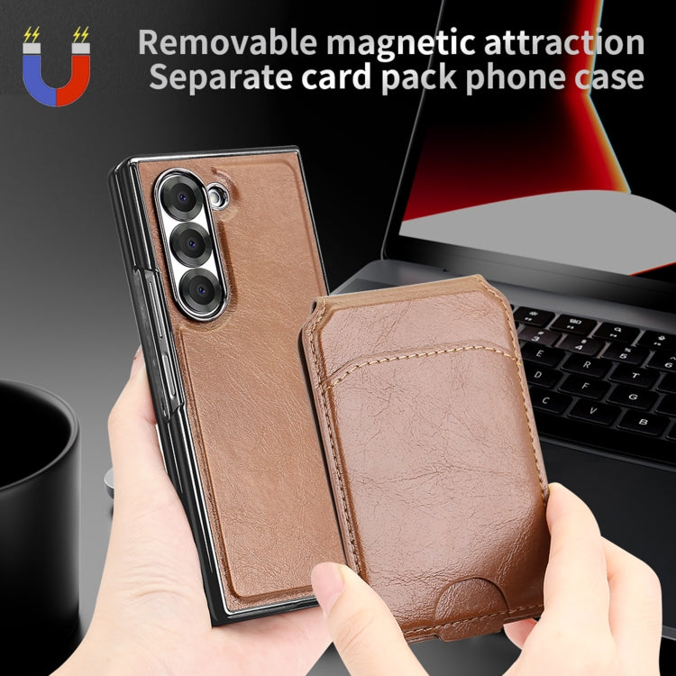 For Samsung Galaxy Z Fold6 VIETAO Integrated MagSafe RFID Detachable Card Bag PU Phone Case(Black)