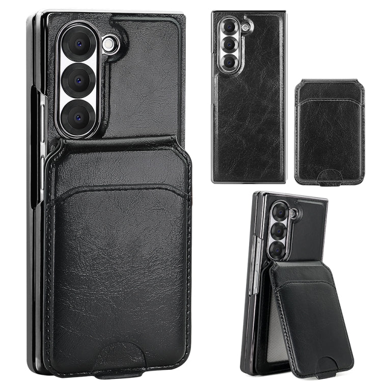 For Samsung Galaxy Z Fold5 VIETAO Integrated MagSafe RFID Detachable Card Bag PU Phone Case(Black)