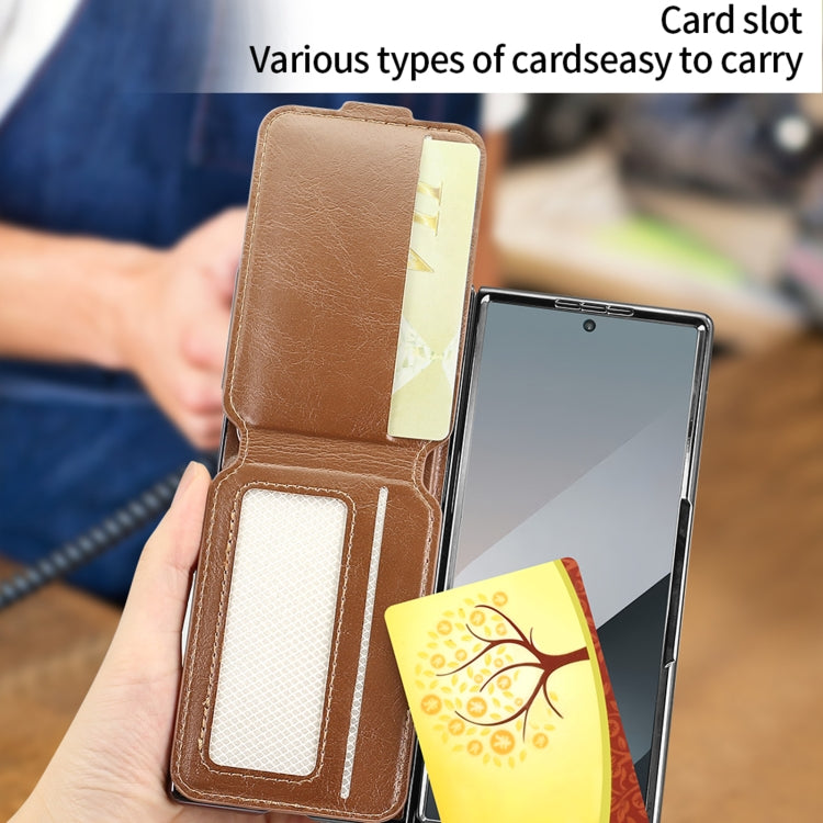 For Samsung Galaxy Z Fold5 VIETAO Integrated MagSafe RFID Detachable Card Bag PU Phone Case(Black)