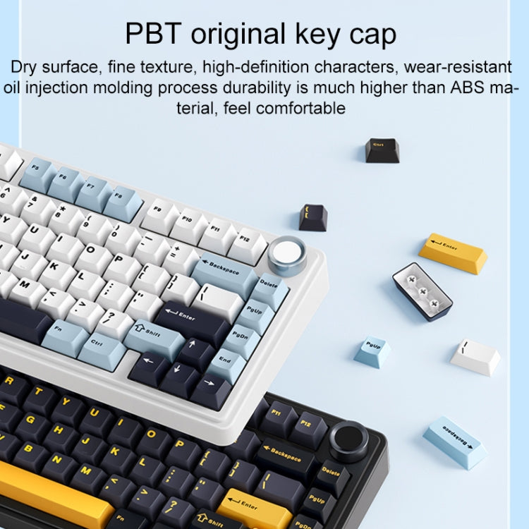 AULA F75 80 Keys Wired/2.4G/Bluetooth Three Model Customized RGB Mechanical Keyboard(Side Engraved Blue)
