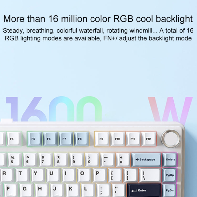 AULA F75 80 Keys Wired/2.4G/Bluetooth Three Model Customized RGB Mechanical Keyboard(Side Engraved Purple)