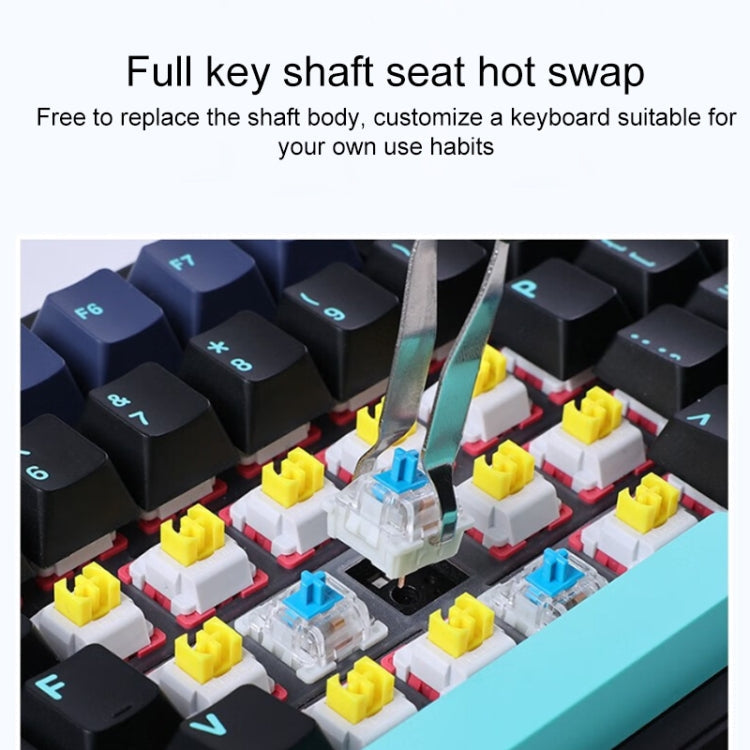 AULA F87 87 Keys Wired/2.4G/Bluetooth Three Model Customized RGB Mechanical Keyboard(Sea Salt Blue)