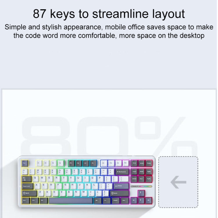AULA F87 Pro 87 Keys Wired/2.4G/Bluetooth Three Model Customized RGB Mechanical Keyboard(Space Golden Shaft)