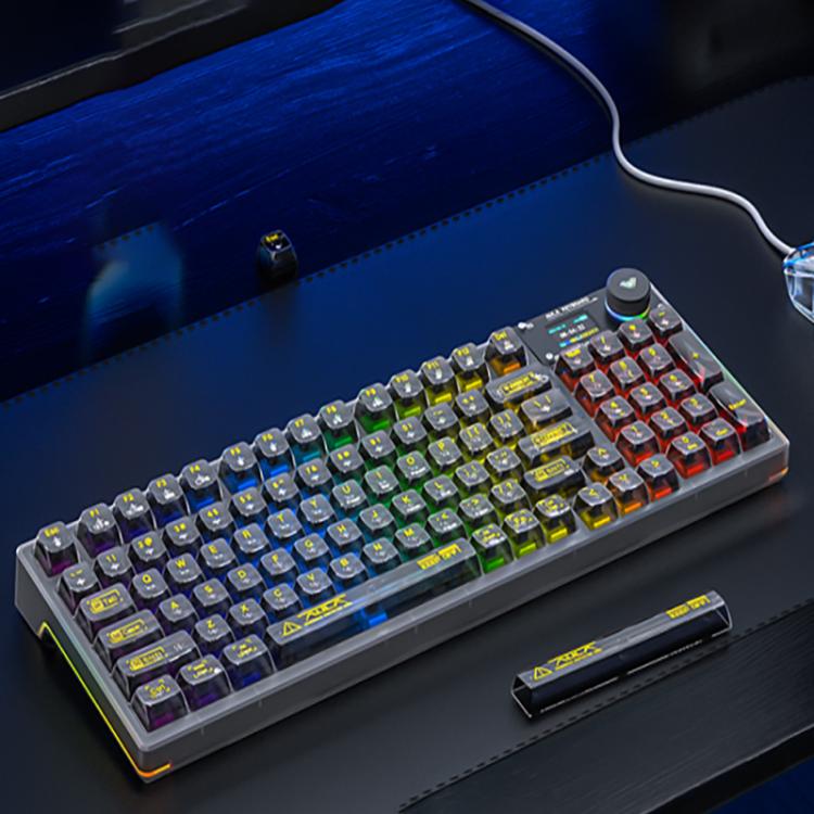 AULA F98Pro V3 99 Keys Wired/2.4G/Bluetooth Three Model RGB Mechanical Keyboard, Shaft:Ice Crystal Shaft(Transparent Black)