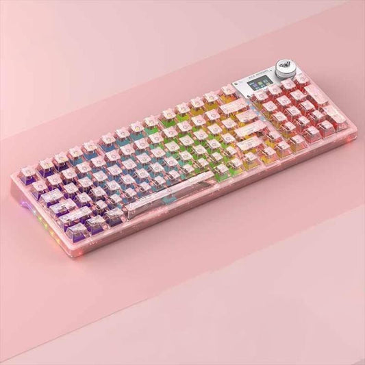 AULA F98Pro V3 99 Keys Wired/2.4G/Bluetooth Three Model RGB Mechanical Keyboard, Shaft:Ice Crystal Shaft(Transparent Pink)