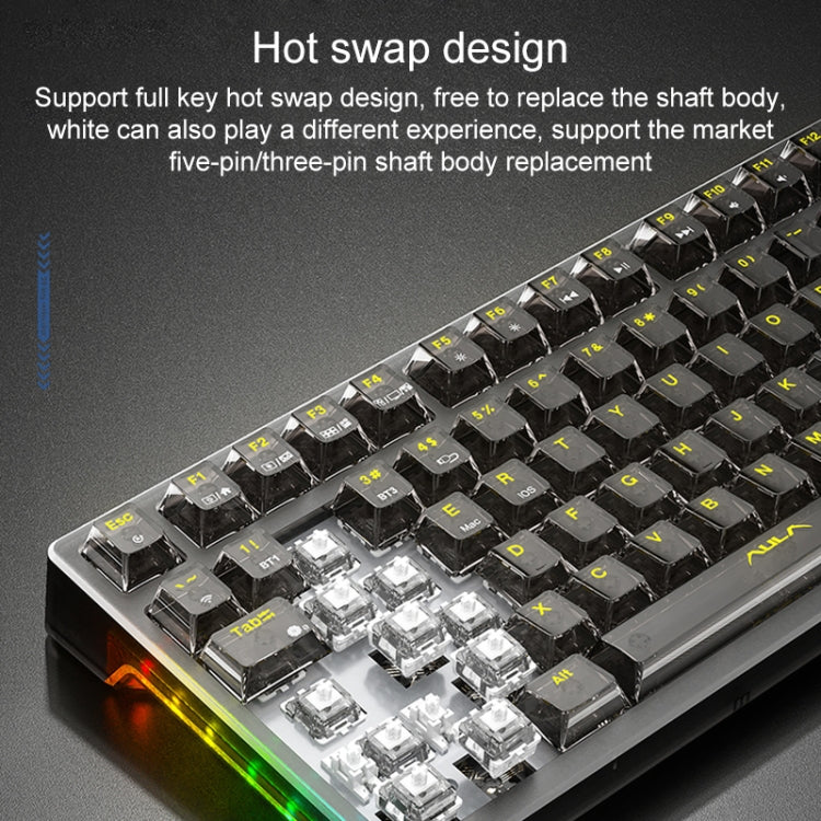 AULA F98Pro V3 99 Keys Wired/2.4G/Bluetooth Three Model RGB Mechanical Keyboard, Shaft:Ice Crystal Shaft(Transparent Black)