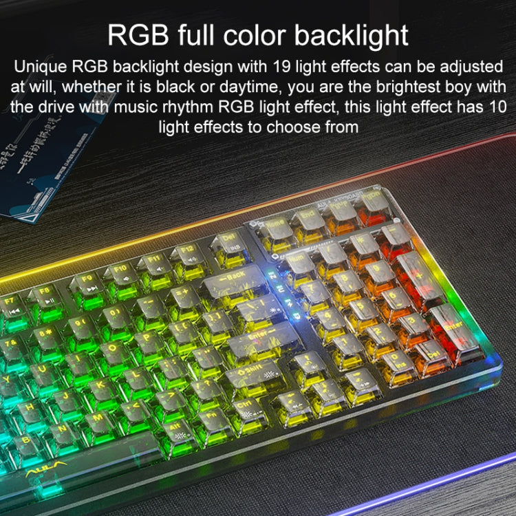 AULA F98Pro V3 99 Keys Wired/2.4G/Bluetooth Three Model RGB Mechanical Keyboard, Shaft:Ice Crystal Shaft(Transparent White)