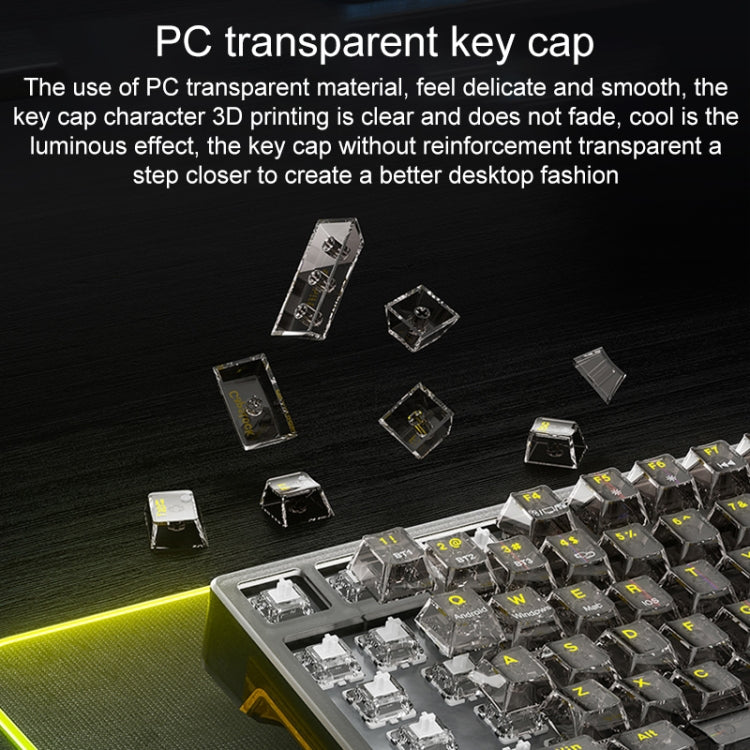 AULA F98Pro V3 99 Keys Wired/2.4G/Bluetooth Three Model RGB Mechanical Keyboard, Shaft:Ice Crystal Shaft(Transparent White)