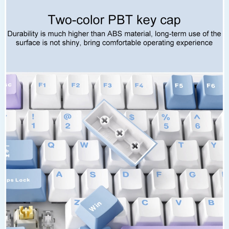 AULA F99 99 Keys Wired/2.4G/Bluetooth Three Model Customized RGB Mechanical Keyboard(Smoky Blue Sea Fog)