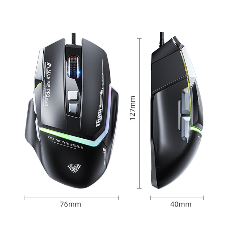 AULA S12 Pro 12800DPI Wired RGB Gaming Mouse(White)