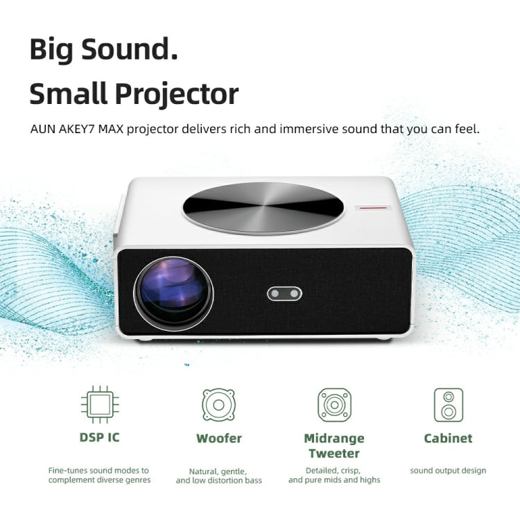 AUN AKEY7 MAX 1920x1080P HD Android LCD Projector UK Plug(White)