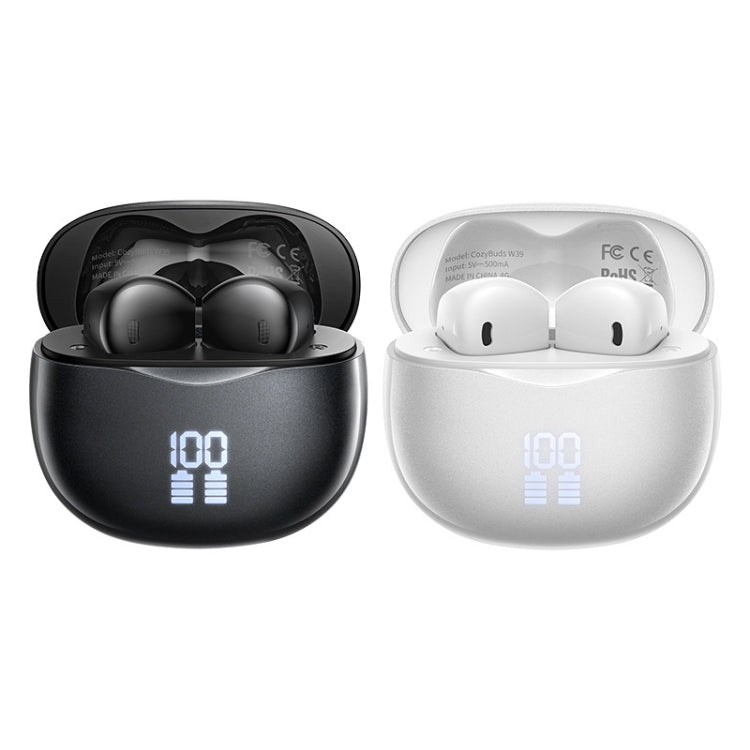 REMAX W39 Stereo Digital Display Wireless Bluetooth Earphone(White)