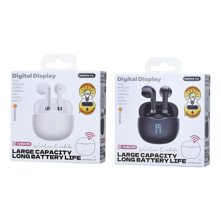 REMAX W39 Stereo Digital Display Wireless Bluetooth Earphone(White)