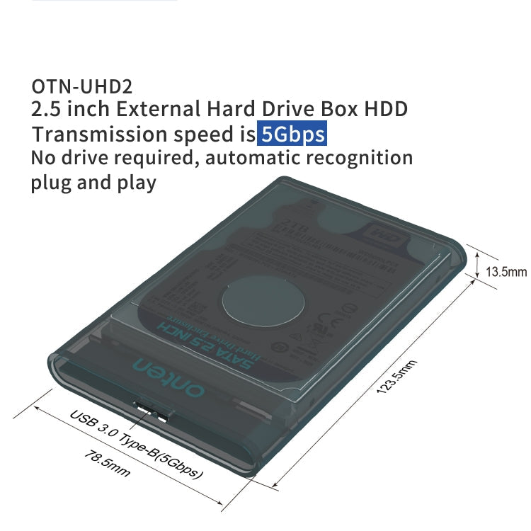 Onten UHD2 5Gbps USB 3.0 to 2.5 inch External Hard Drive Box HDD