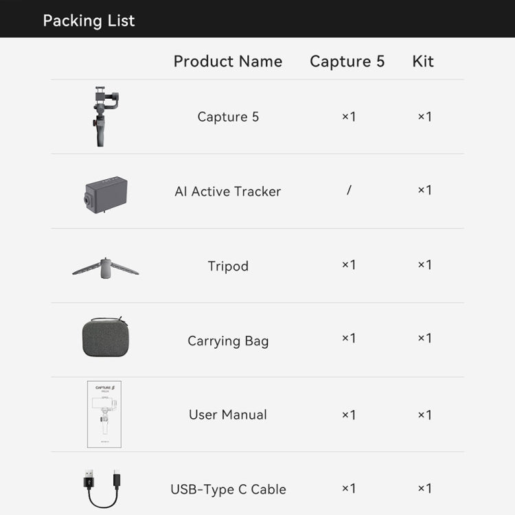 FUNSNAP Capture 5 Professional 3-Axis Handheld Gimbal Phone Live Stabilizer, Combo Version(Grey)