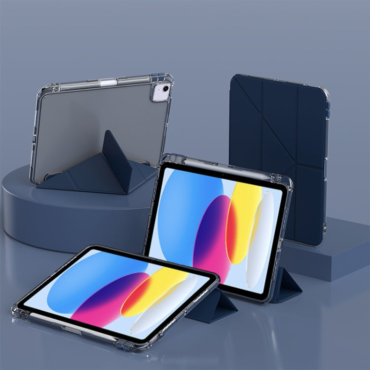 For iPad 2025 / 2022 mutural Y-Shape Deformation Leather Tablet Case(Navy Blue)