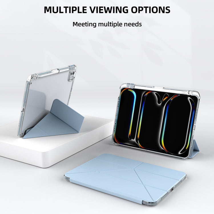 For iPad Air 13 2026 / 2024 / 2025 mutural Y-Shape Deformation Leather Tablet Case(Ice Blue)