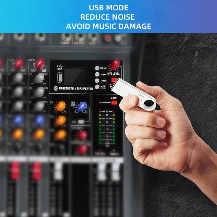 XTUGA CT60X 6-Channels Audio Mixer DJ Mixing Console with 48V Power Supply(UK Plug)