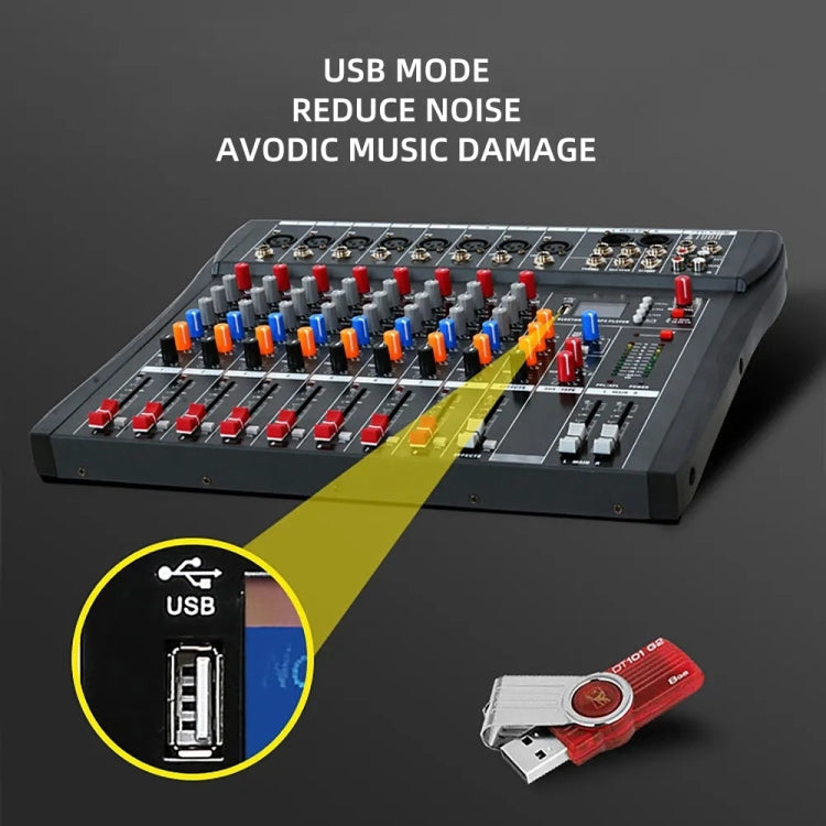 XTUGA CT80X 8-Channels Audio Mixer DJ Mixing Console with 48V Power Supply(UK Plug)