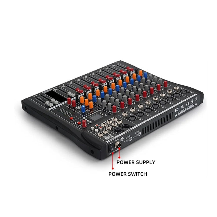 XTUGA CT80X 8-Channels Audio Mixer DJ Mixing Console with 48V Power Supply(US Plug)