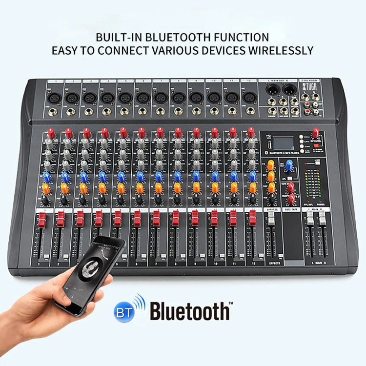 XTUGA CT120X 12-Channels Audio Mixer DJ Mixing Console with 48V Power Supply(US Plug)