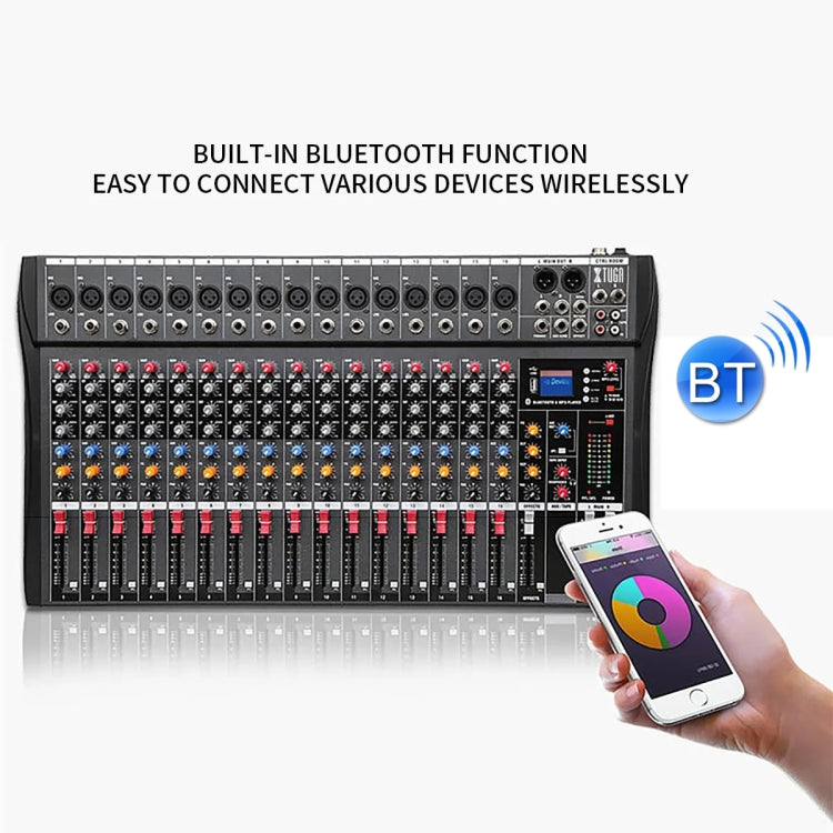 XTUGA CT160X 16-Channels Audio Mixer DJ Mixing Console with 48V Power Supply(US Plug)