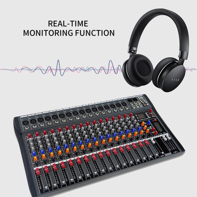 XTUGA CT160X 16-Channels Audio Mixer DJ Mixing Console with 48V Power Supply(US Plug)