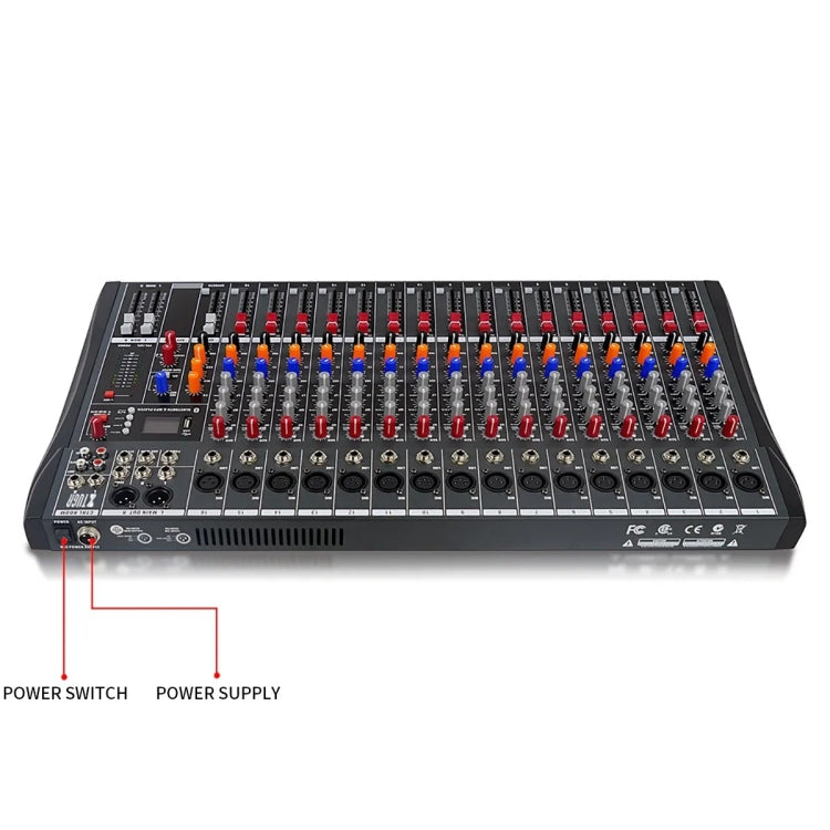 XTUGA CT160X 16-Channels Audio Mixer DJ Mixing Console with 48V Power Supply(UK Plug)