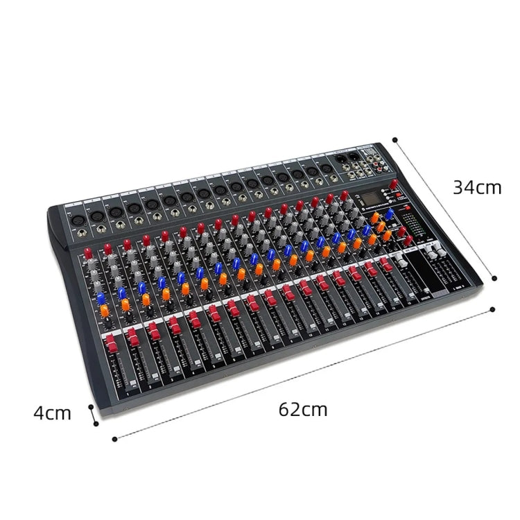 XTUGA CT160X 16-Channels Audio Mixer DJ Mixing Console with 48V Power Supply(UK Plug)