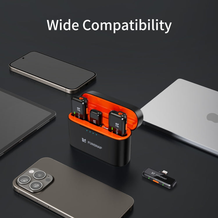 FUNSNAP S6 Lavalier Wireless Microphone, 2 RX + 2 TX with Charging Case