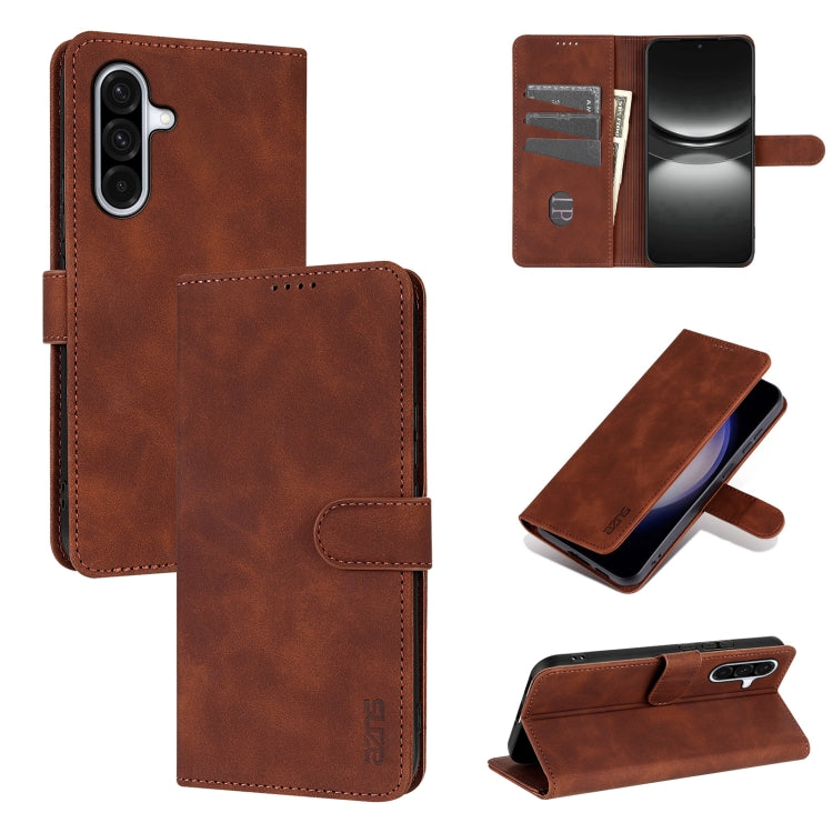 For Samsung Galaxy A36 AZNS Skin Feel Calf Texture Flip Leather Phone Case(Brown)
