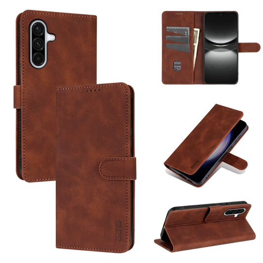 For Samsung Galaxy A36 AZNS Skin Feel Calf Texture Flip Leather Phone Case(Brown)