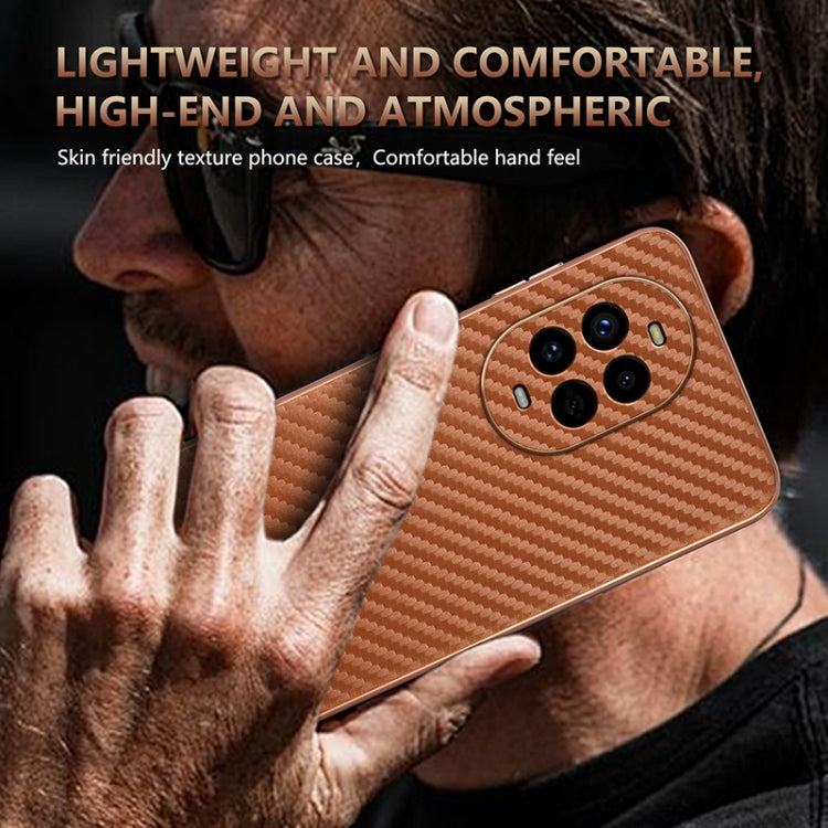 For Huawei nova 13 Pro AZNS Electroplated Edge Carbon Fiber Texture Phone Case(Brown)