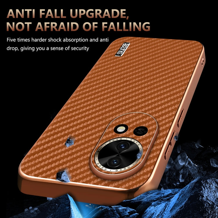 For Huawei nova 13 / nova 12 AZNS Electroplated Edge Carbon Fiber Texture Phone Case(Black)
